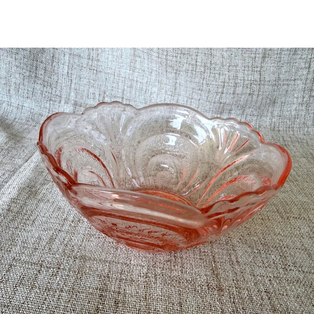 Federal Glass Pink Depression Glass Serving Bowl 6in Sharon Cabbage Rose Vintage
